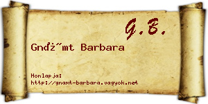 Gnámt Barbara névjegykártya